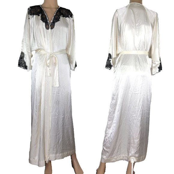 Natori Other - Vintage 80s Natori White Satin Robe Size Small